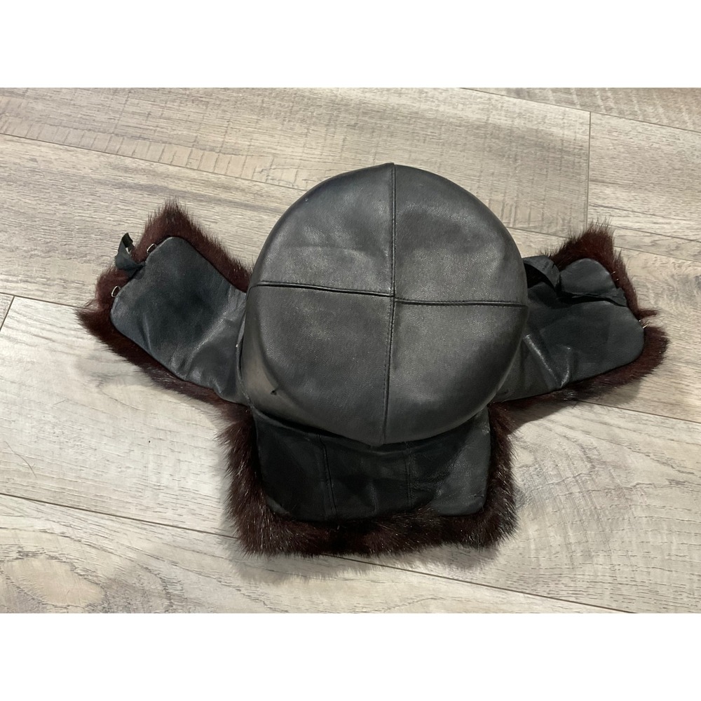 Vintage Ushanka Trapper Fur‎ hat with Ear Flaps Brown Black 59cm - Picture 8 of 12